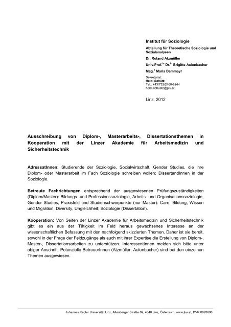 Masterarbeit jku linz deutchland aufsatz