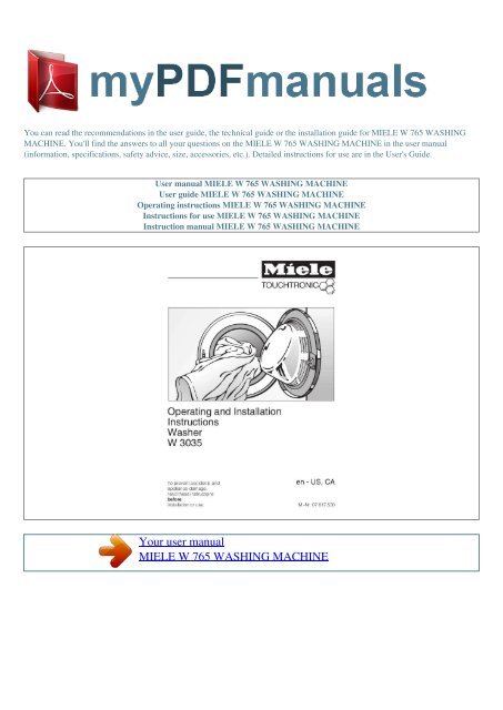 User manual MIELE W 765 WASHING MACHINE - 1