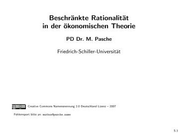 Beschränkte Rationalität in der ökonomischen Theorie