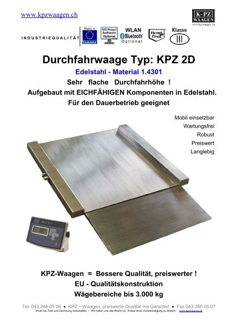 Durchfahrwaage Edelstahl - KPZ 2D