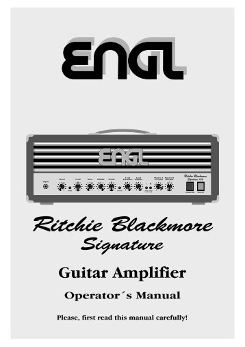 Operator´s Manual Ritchie Blackmore Signature - Engl
