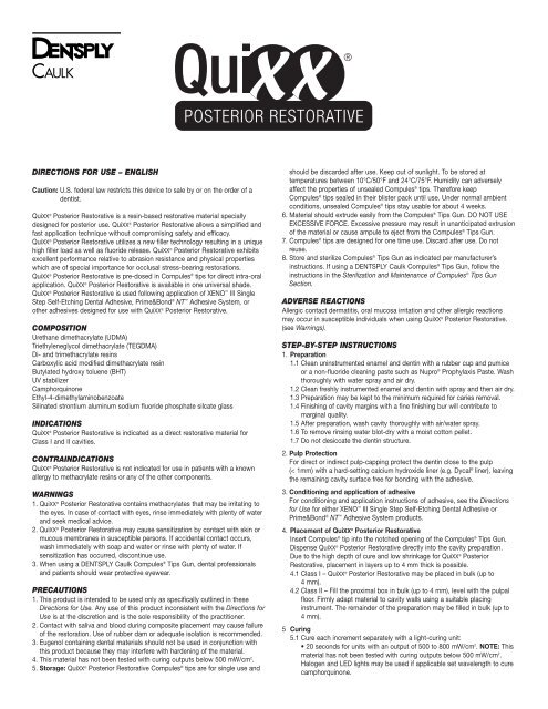 Quixx Posterior Restorative Refill Package