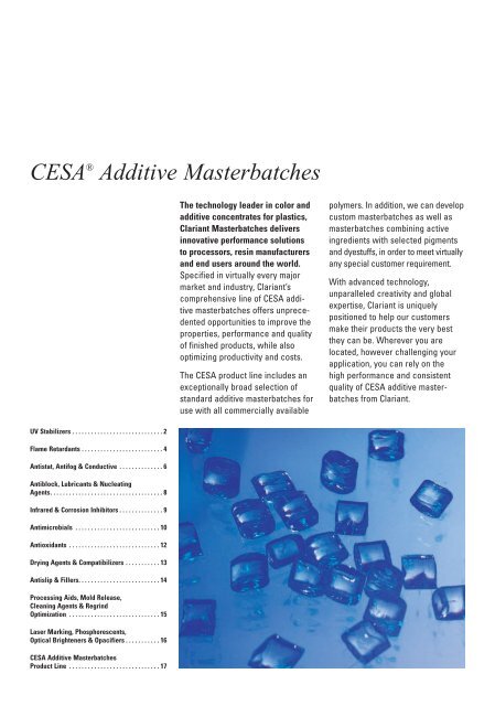 CESA® Additive Masterbatches - Clariant