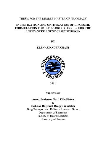 THESIS FOR THE DEGREE MASTER OF PHARMACY ... - Munin