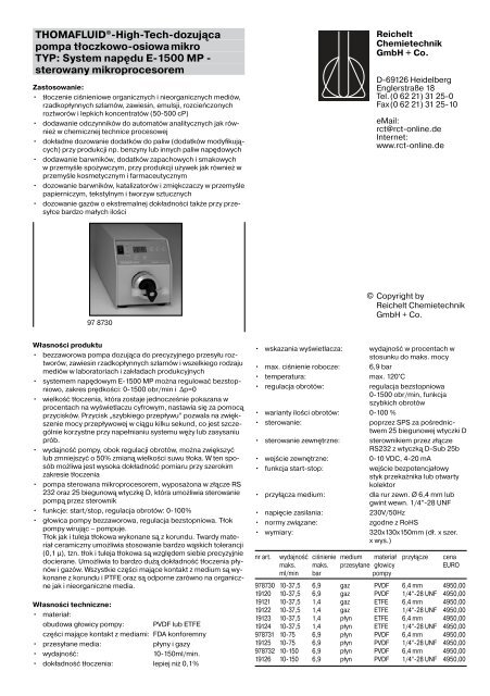 RCT Reichelt Chemietechnik GmbH + Co. - Thomaplast I (PL)