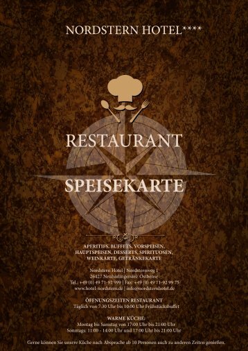 Speisekarte Restaurant Nordstern