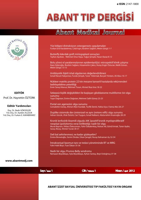 Abant Tıp Dergisi Cilt: 1 - Sayı: 1 Yıl: 2012