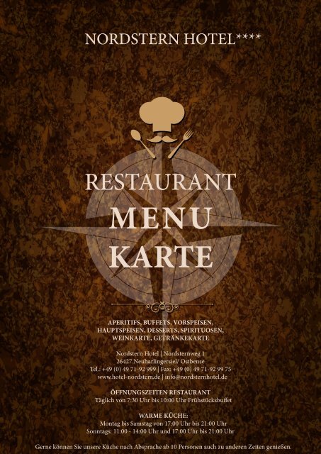 Restaurant Nordstern Menükarte