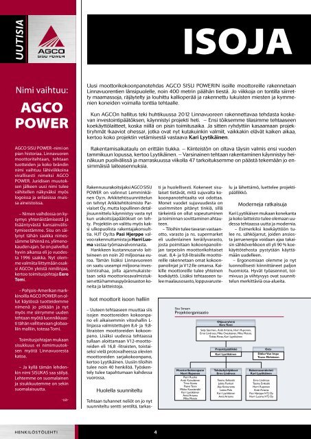 Sisukas - henkilöstölehti N:o 2/2012 - AGCO Power