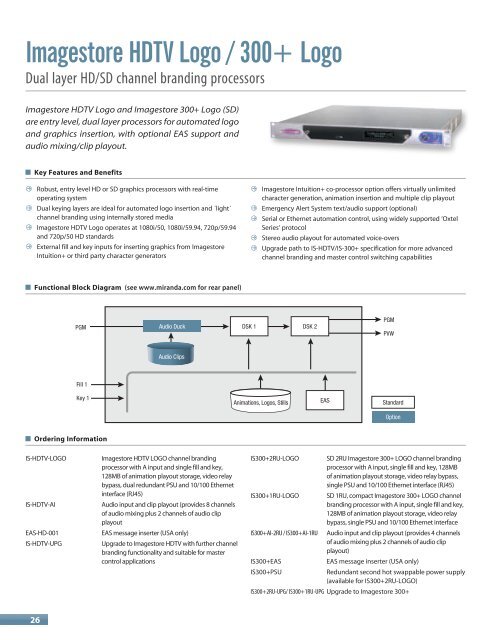 | Graphics | master control switching | playout servers