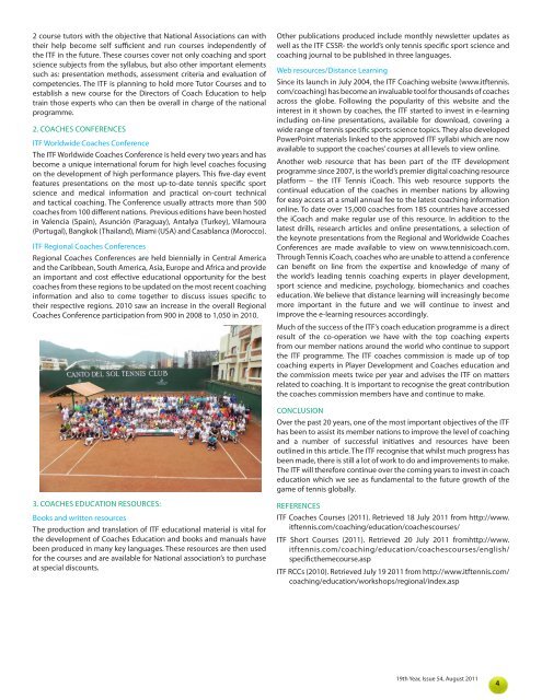 Coaching & Sport Science Review - International Tennis Federation