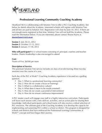 Professional Learning Community Coaching ... - Heartland AEA 11