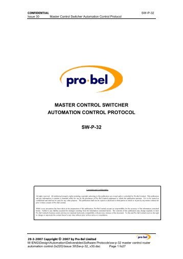 MASTER CONTROL SWITCHER - Snell