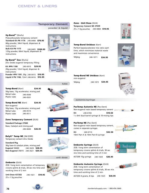 Cements & Liners - Star Dental Supply