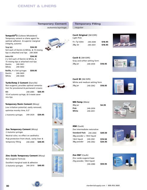 Cements & Liners - Star Dental Supply