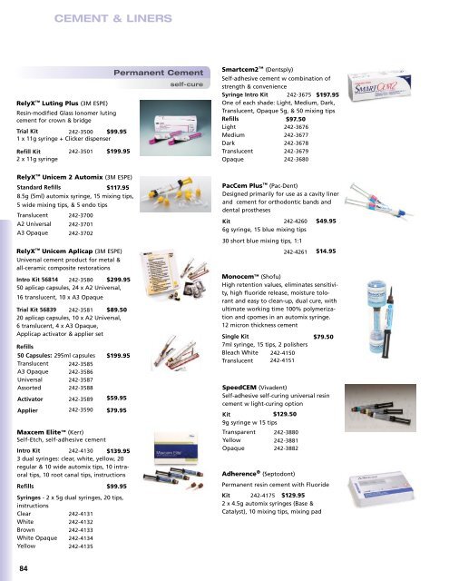 Cements & Liners - Star Dental Supply