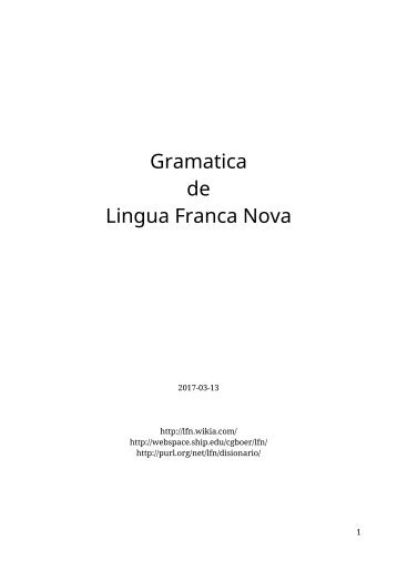 Gramatica de Lingua Franca Nova