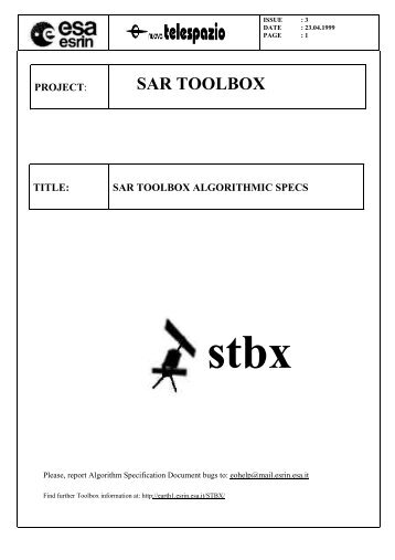 SAR TOOLBOX ALGORITHMIC SPECS stbx - Bad Request - Esa