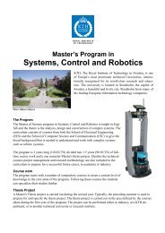 Master's Program in Systems, Control and Robotics - KTH