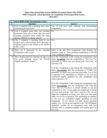 Basic Educational Data System (BEDS) Personnel Master File ... - p-12