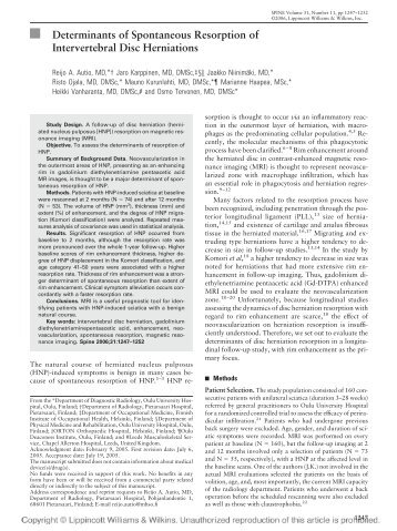 Determinants of Spontaneous Resorption of Intervertebral Disc ...