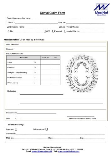 Appendix E: Dental “Claim Form” - MedNet Bahrain