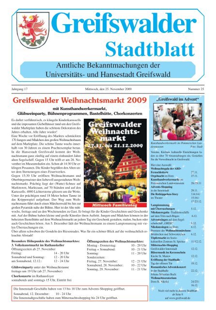 Stadtblatt Hansestadt Greifswald