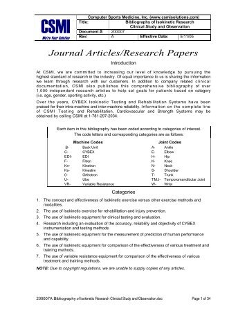 Journal Articles/Research Papers - CSMi