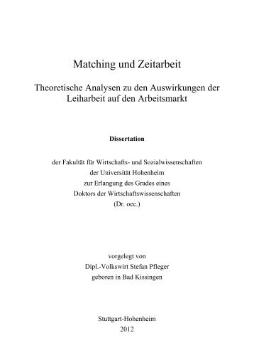 Matching und Zeitarbeit - Universität Hohenheim