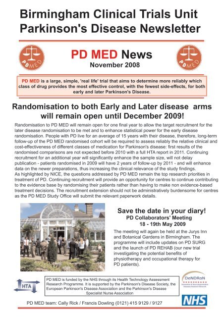 PD MED News Birmingham Clinical Trials Unit Parkinson's Disease ...