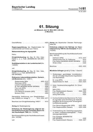 61. Sitzung - Bayerischer Landtag