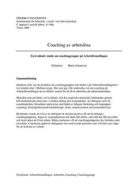 Coaching av arbetslösa - Amazon Web Services