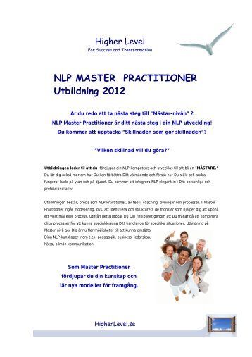 NLP MASTER PRACTITIONER Utbildning 2012