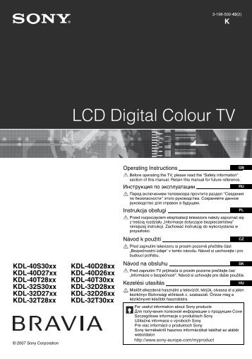 Sony KDL-32D2810 - KDL-32D2810 Consignes dâutilisation Hongrois