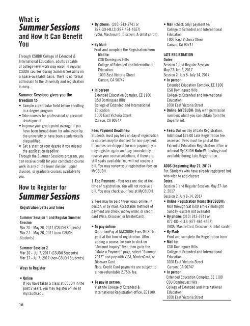 CSUDH Summer Sessions 2017 Bulletin (Interactive)