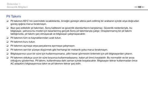 Sony VGN-NW24MG - VGN-NW24MG Mode d'emploi Turc