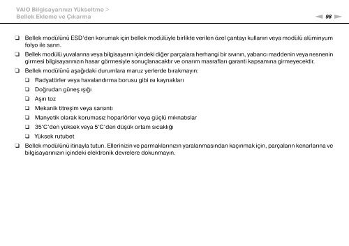 Sony VGN-NW24MG - VGN-NW24MG Mode d'emploi Turc