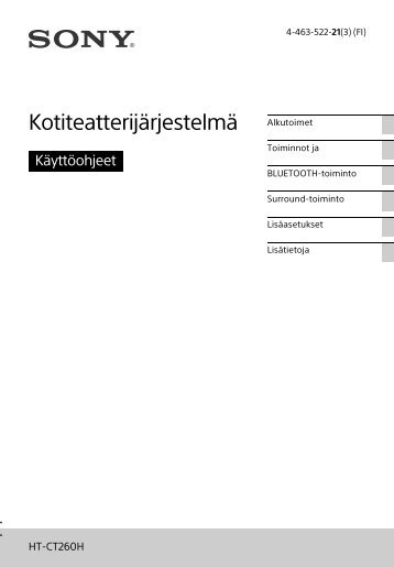 Sony HT-CT260H - HT-CT260H Mode d'emploi Finlandais