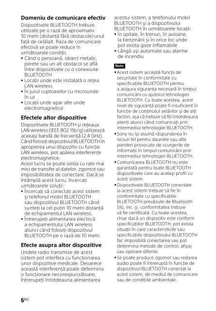 Sony HT-CT260H - HT-CT260H Mode d'emploi Roumain