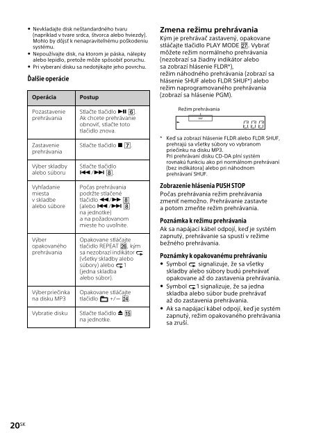 Sony CMT-SBT300WB - CMT-SBT300WB Mode d'emploi Slovaque