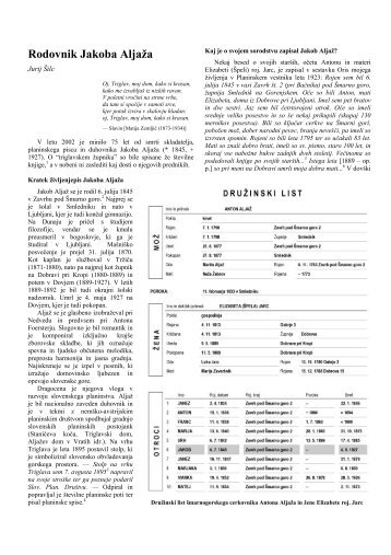 Rodovnik Jakoba Aljaža - CSD - IJS