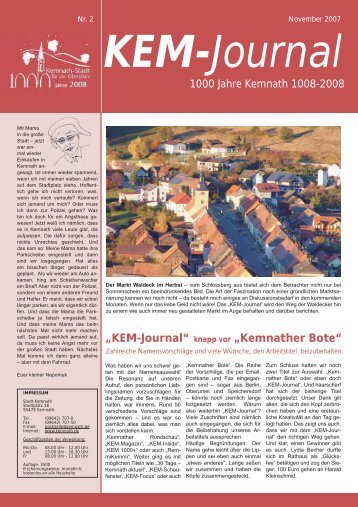 „KEM-Journal“ knapp vor „Kemnather Bote“ - Stadt Kemnath