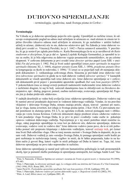 Duhovno spremljanje: terminologija, zgodovina, nauk ... - Student Info