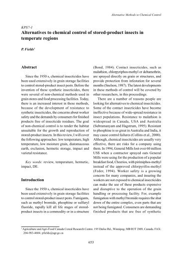 Alternatives to chemical control of stored-product insects in ...