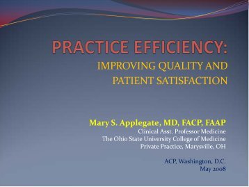 PRACTICE EFFICIENCY: - American College of Physicians