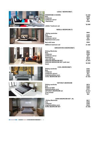new furniture catalogue and price list (USD)