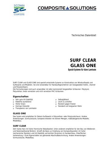 Technisches Datenblatt Surf Clear / Glass One