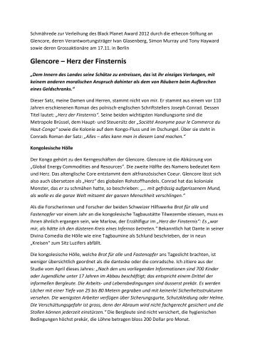 Glencore – Herz der Finsternis - Gesellschaft für bedrohte Völker