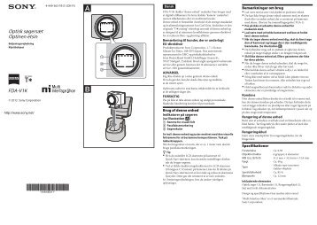 Sony FDA-V1K - FDA-V1K Istruzioni per l'uso Danese