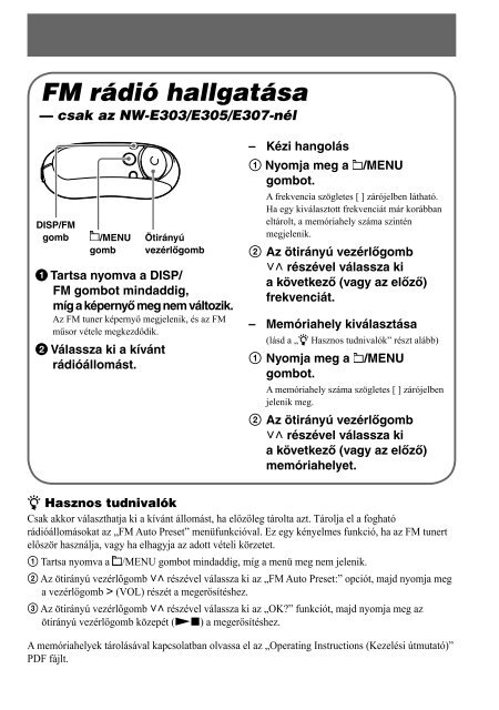 Sony NW-E205 - NW-E205 Istruzioni per l'uso Ungherese